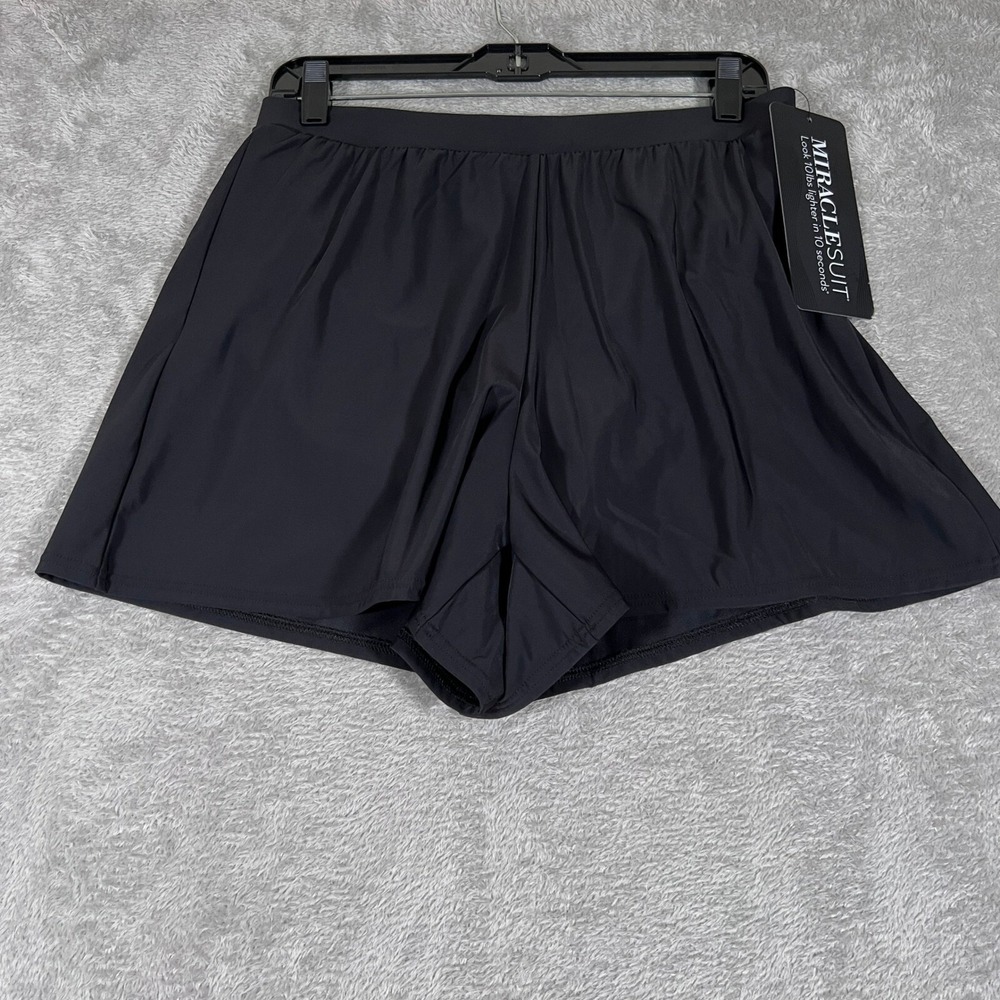 Miraclesuit Swimsuit Skort Womens Size 12 Bottom Black Tummy Control NEW